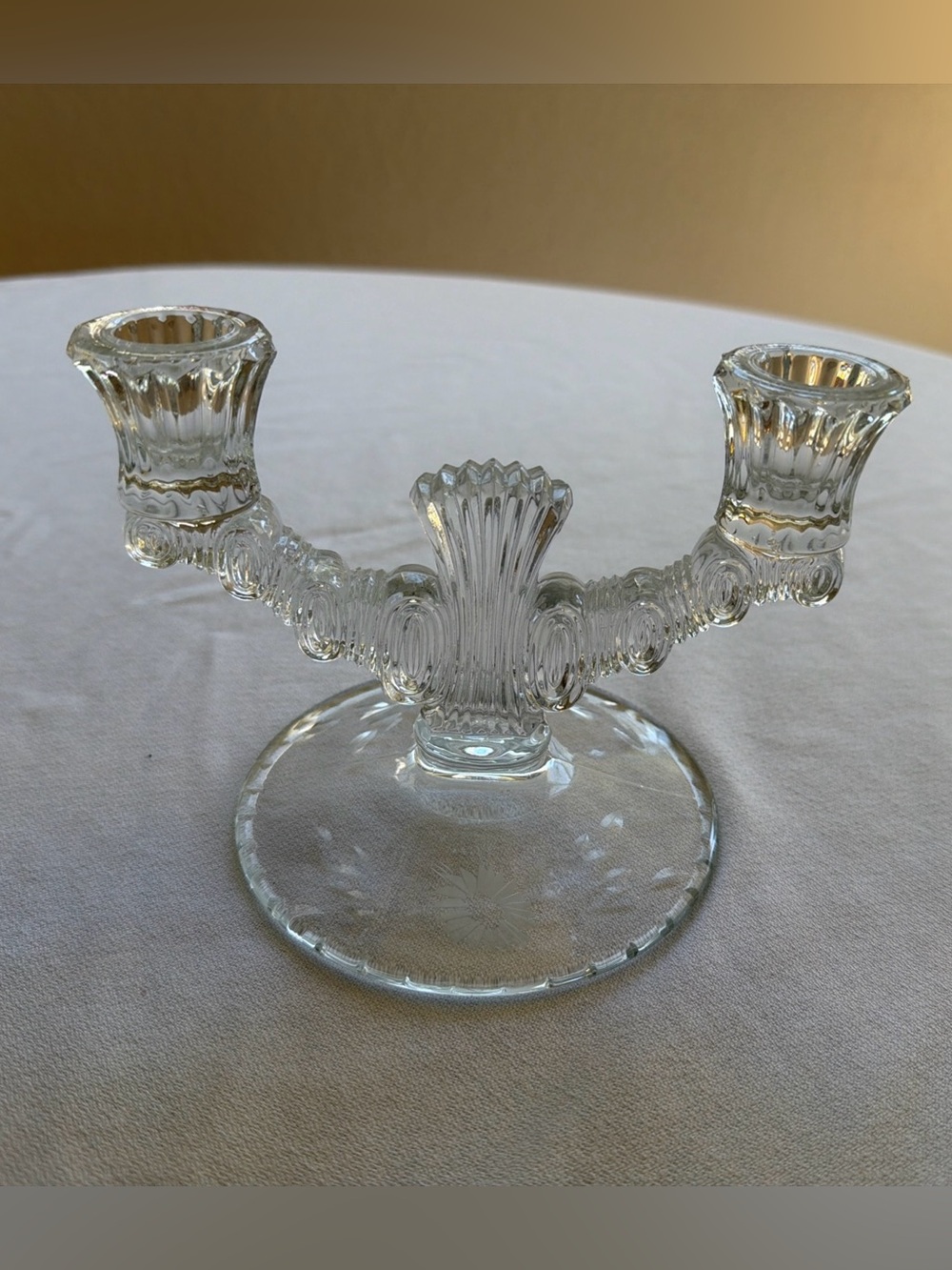 VTG Clear Glass Double Taper Candle Holder